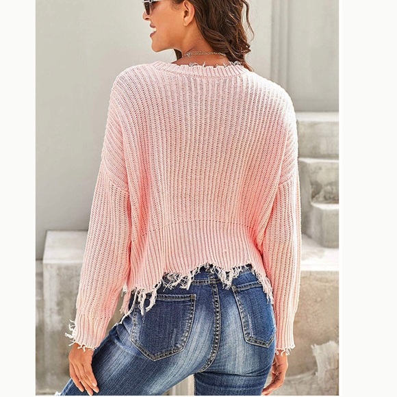 Bettina Woman’s Drop Shoulder Distressed Sweater - Picture 3 of 6